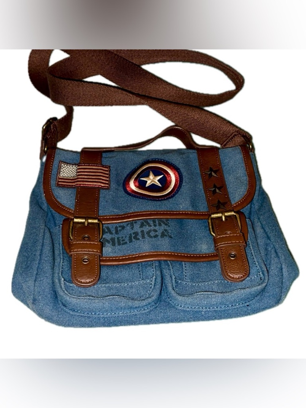 Loungefly Marvel Captain America Messenger Bag Collectible, Excellent Preowned